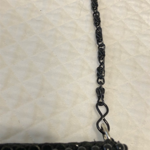 Beautiful Little Black Beaded Bag with black chain cross body strap. Like New. - Picture 6 of 7